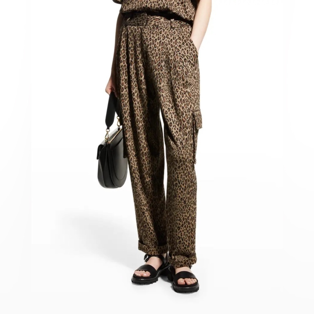 NWT ARIAS Cargo Leopard High Rise Baloon Pants Sz 12